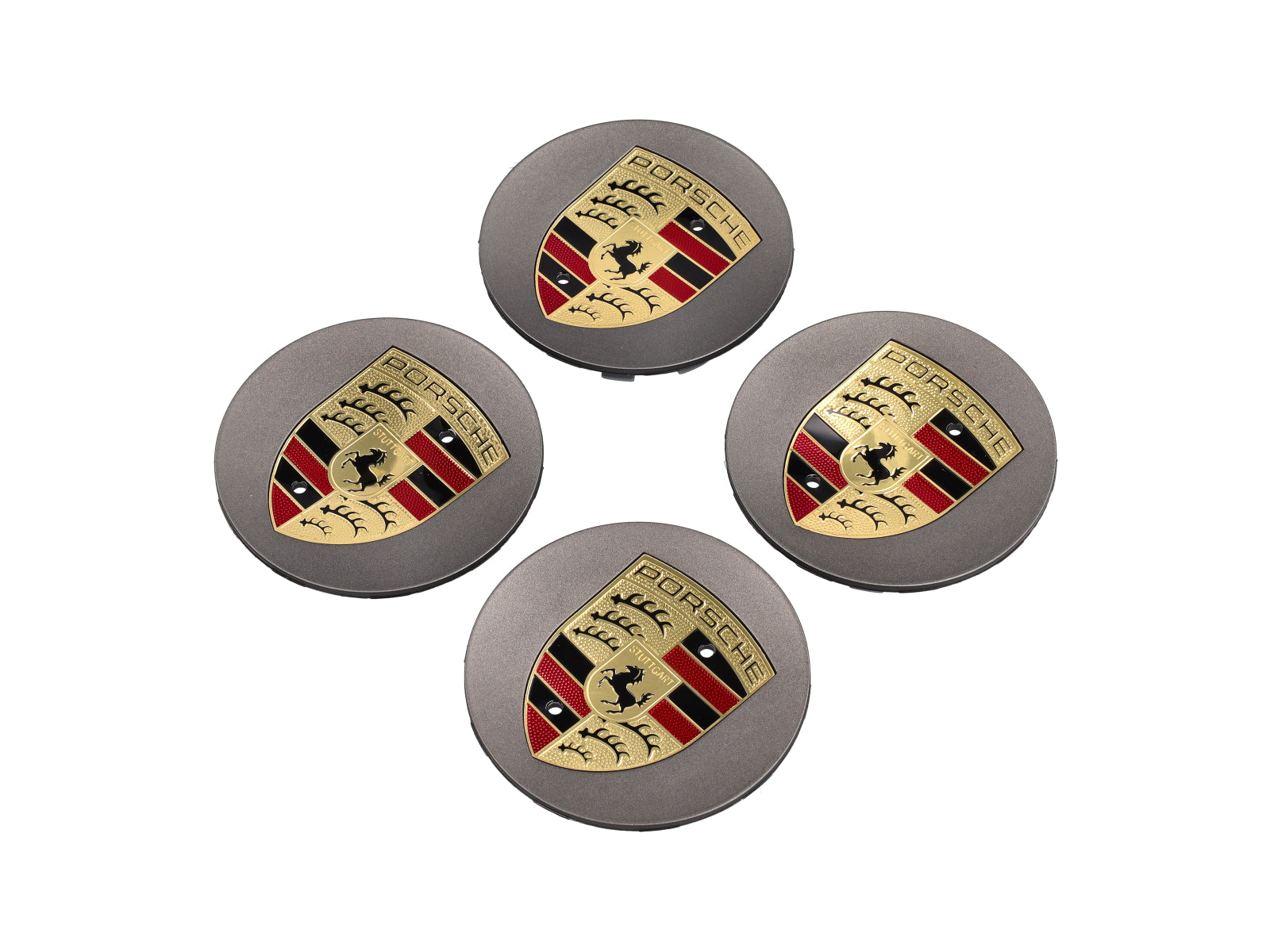 Wheel Caps Platinum silk with Crest for Porsche (Set of 4) Porsche