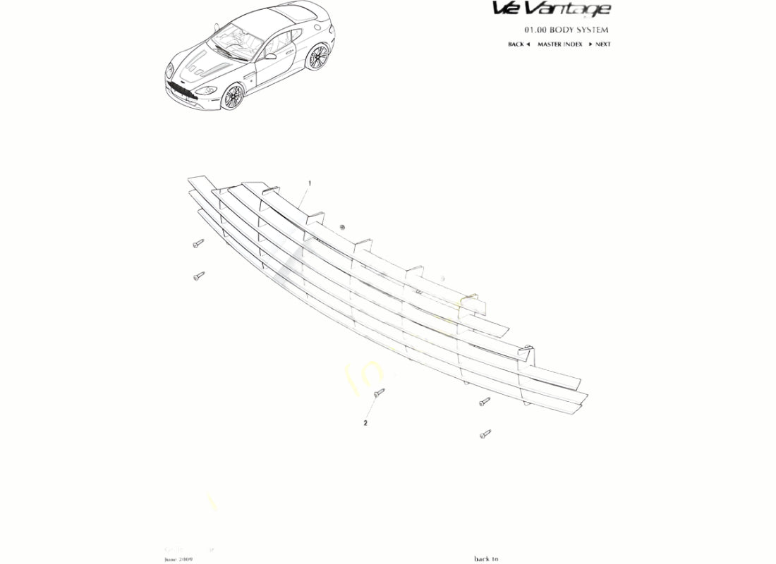ASTON MARTIN ASSY UPPER FRONT GRILLE BRIGHT (9G33-8A100-BC)