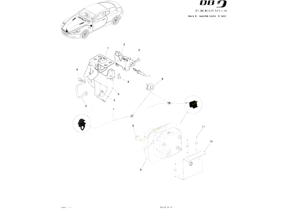 ASTON MARTIN BONNET LATCH MOUNTING BRACKET (4G43-3804-AC)