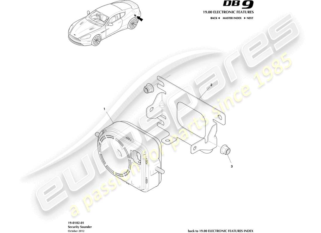 ASTON MARTIN SOUNDER, BATTERY BACKUP WITH INCLINATION (BG43-37-11254)