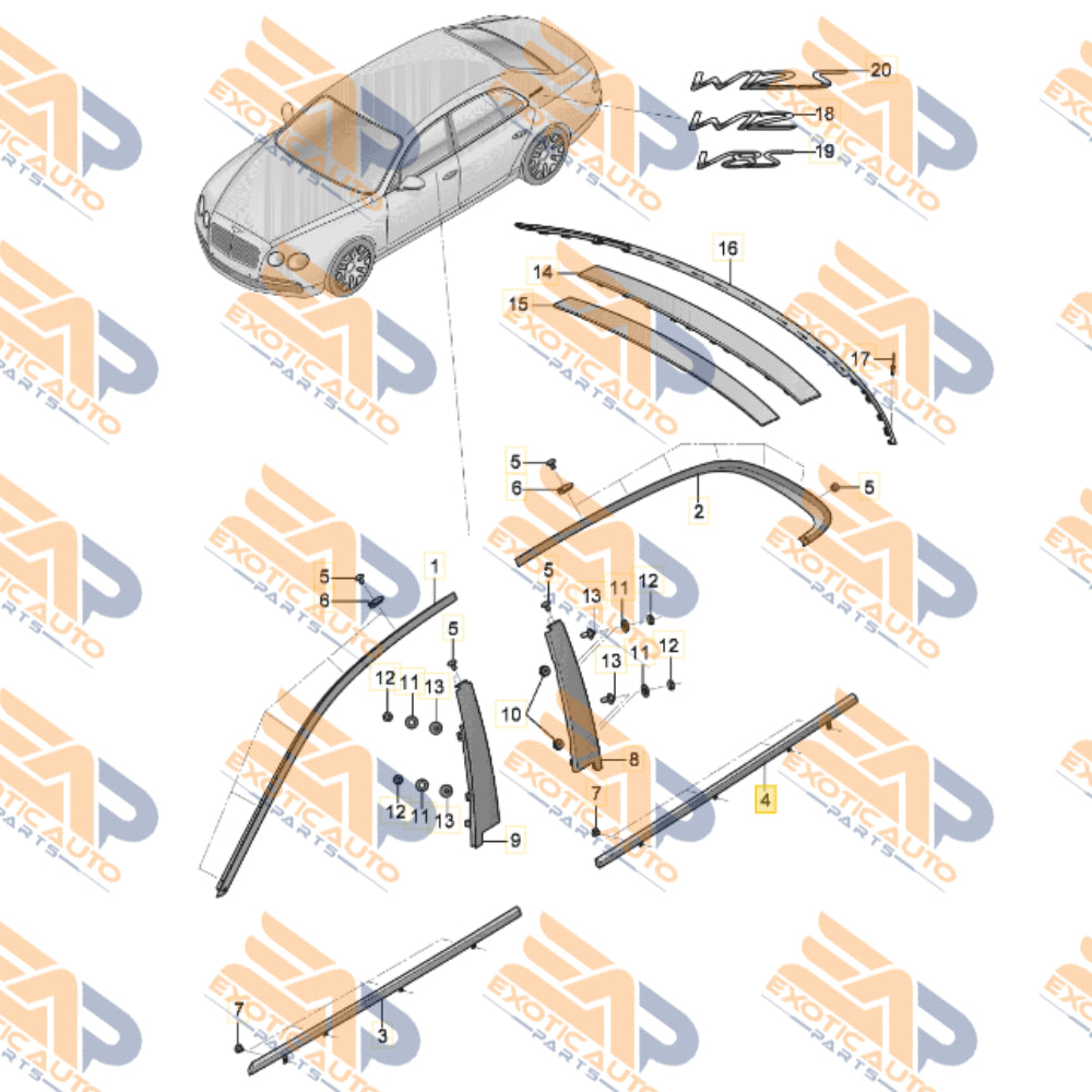 BENTLEY TRIM STRIP FOR WAISTLINE (4W0839907F) Bentley