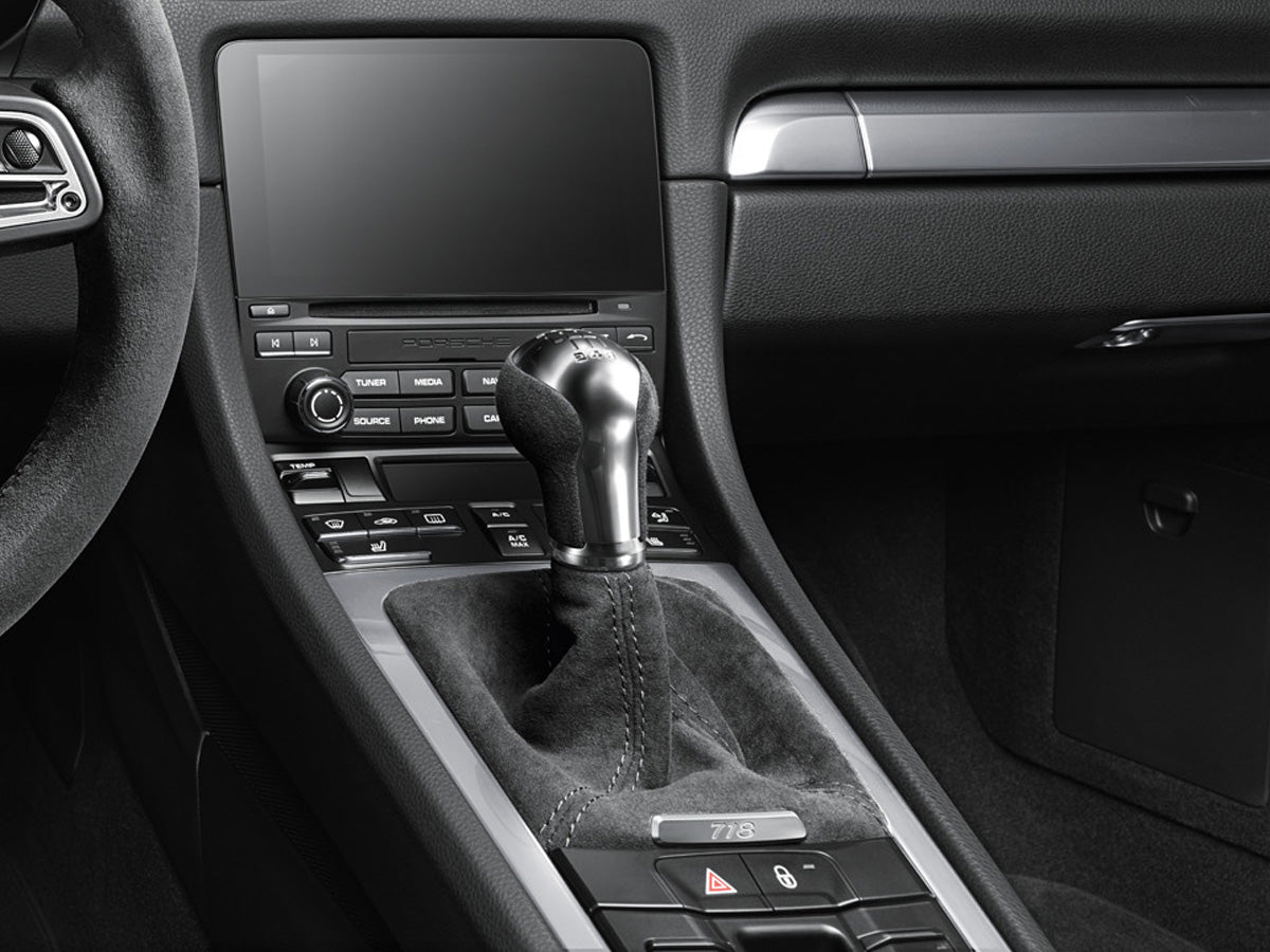 Gearshift lever in Black Alcantara. Porsche 718 Boxster / Cayman Porsche