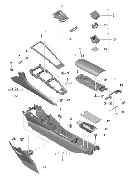 Switch surround trim centre console. Porsche 981 / 718 / 991 / 991 GT3 / Cayman GT4 - 99155365101A05