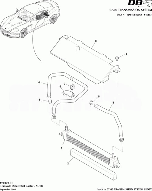 Aston Martin 软管，差速器冷却器入口 9D33-7H255-Ba