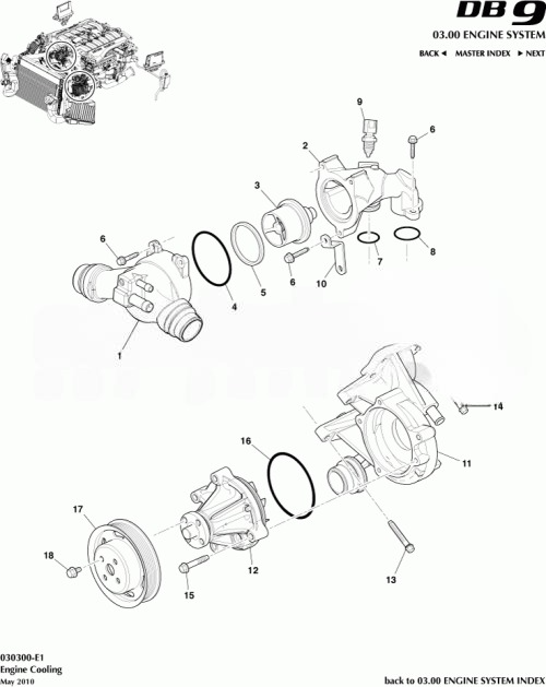 ASTON MARTIN HOUSING & CONNECTION ASSY, ENGINE THERMOSTAT (8G43-8A586-AC)