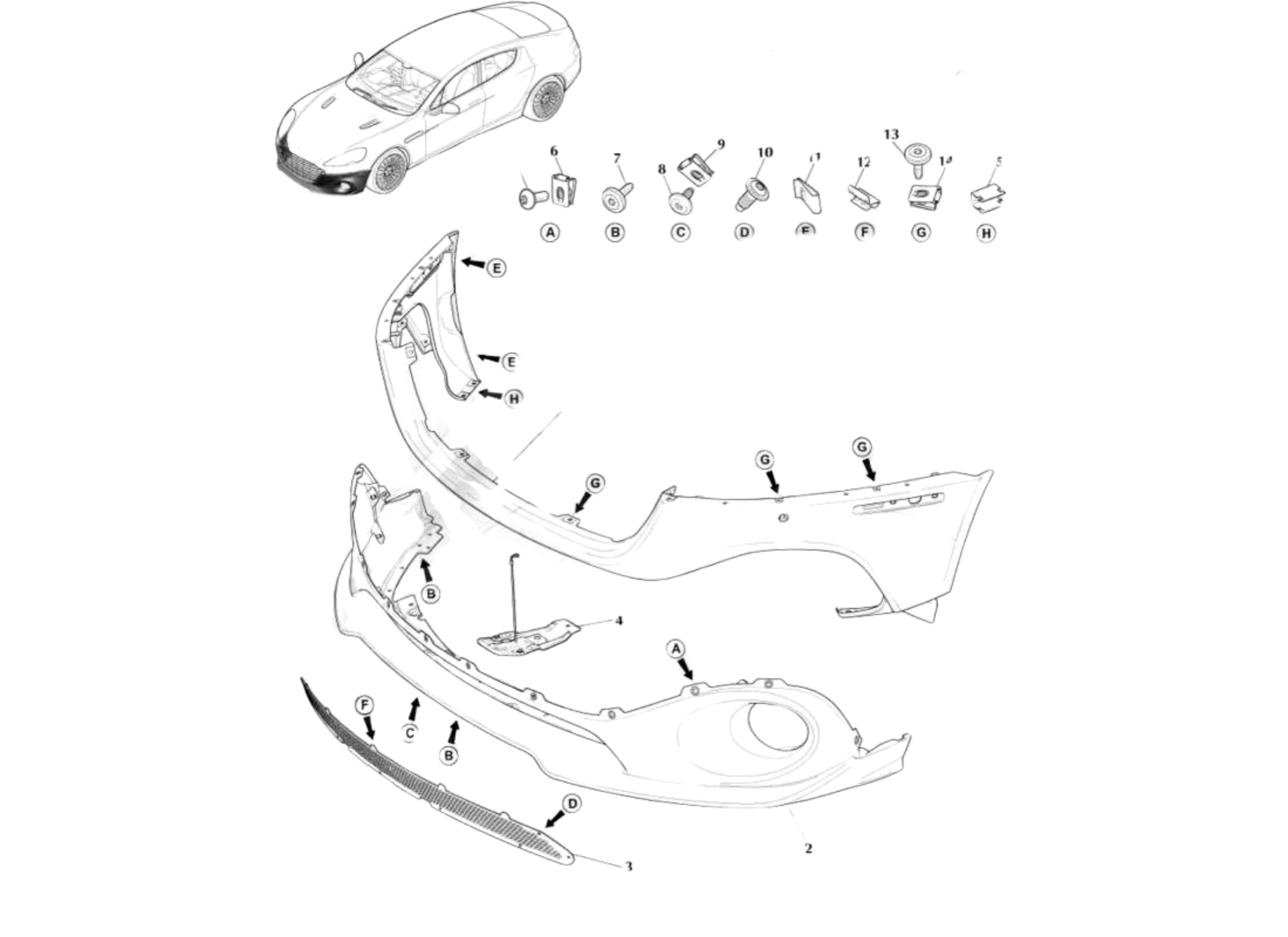 Aston Martin Front Lower Bumper KD43-17B968-BC Genuine Part