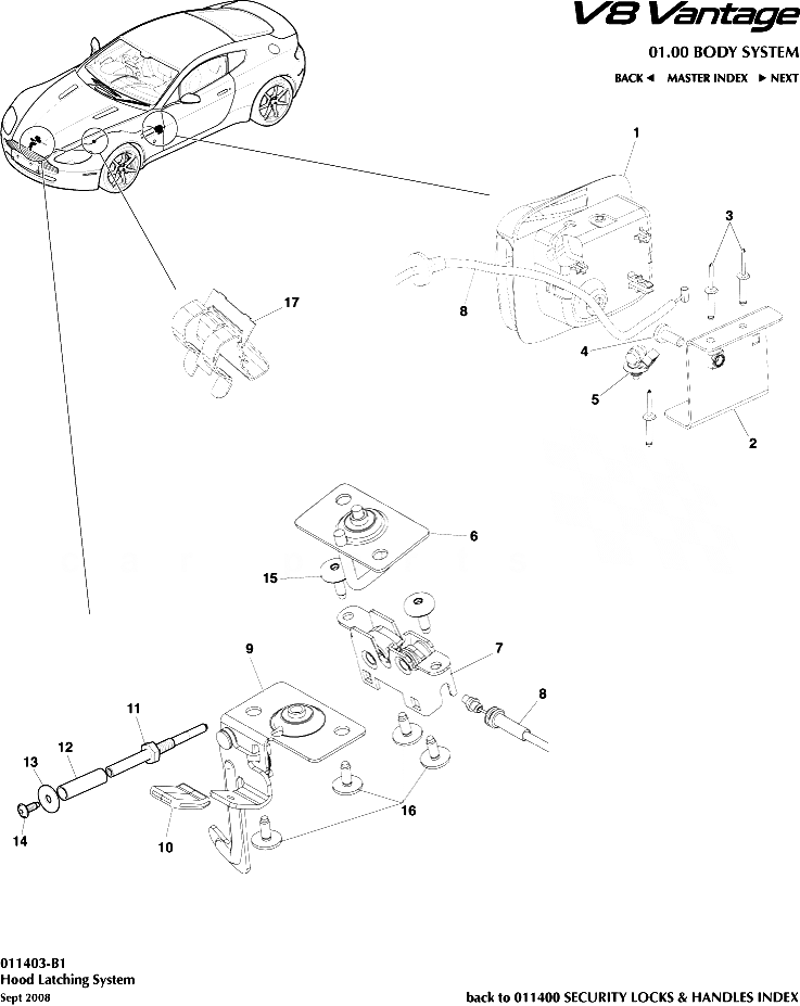 ASTON MARTIN CABLE ASSY /HOOD LATCH (6G33-16C656-AD)