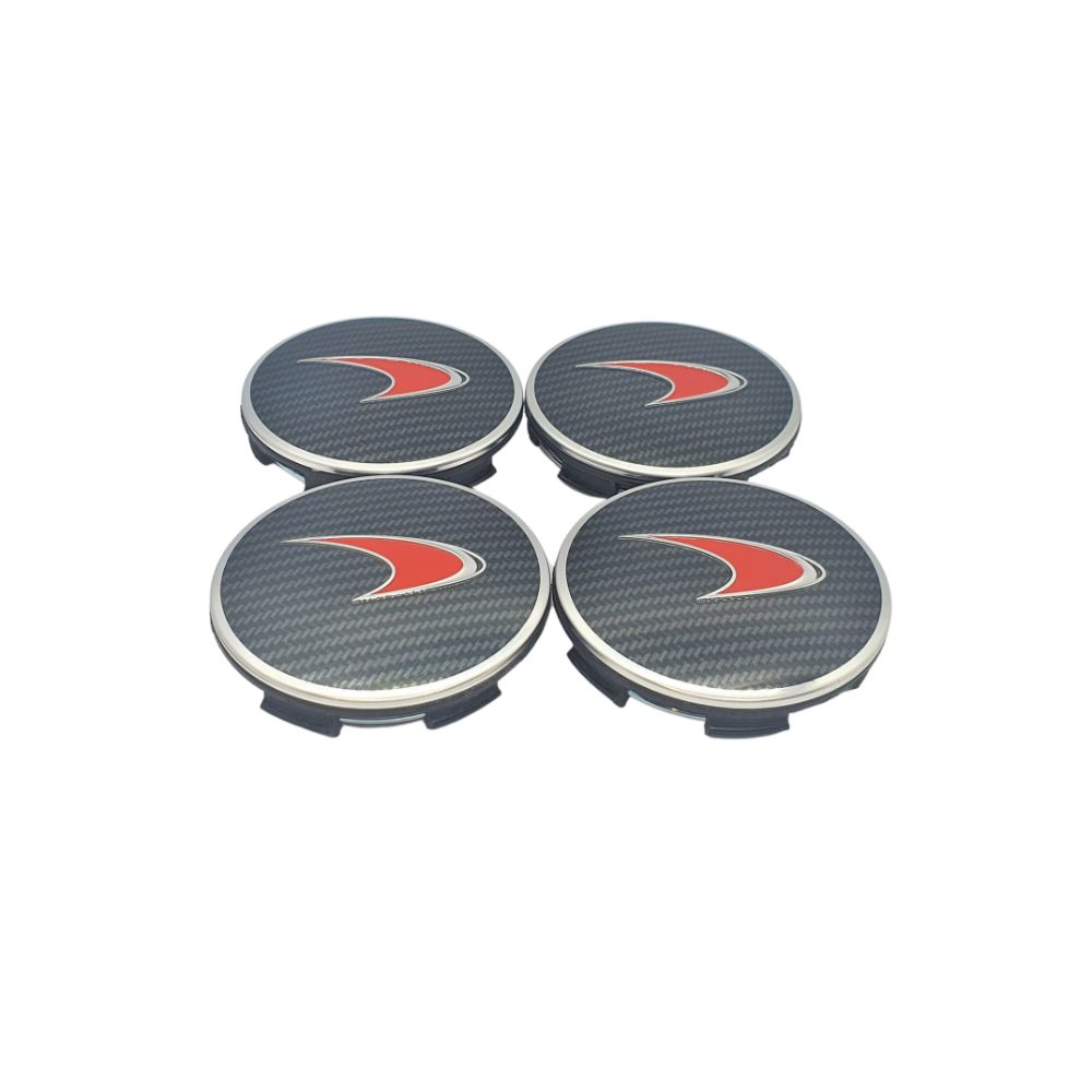 MCLAREN 4X CARBON CENTRE CAP WITH RED "TICK" 60MM McLaren