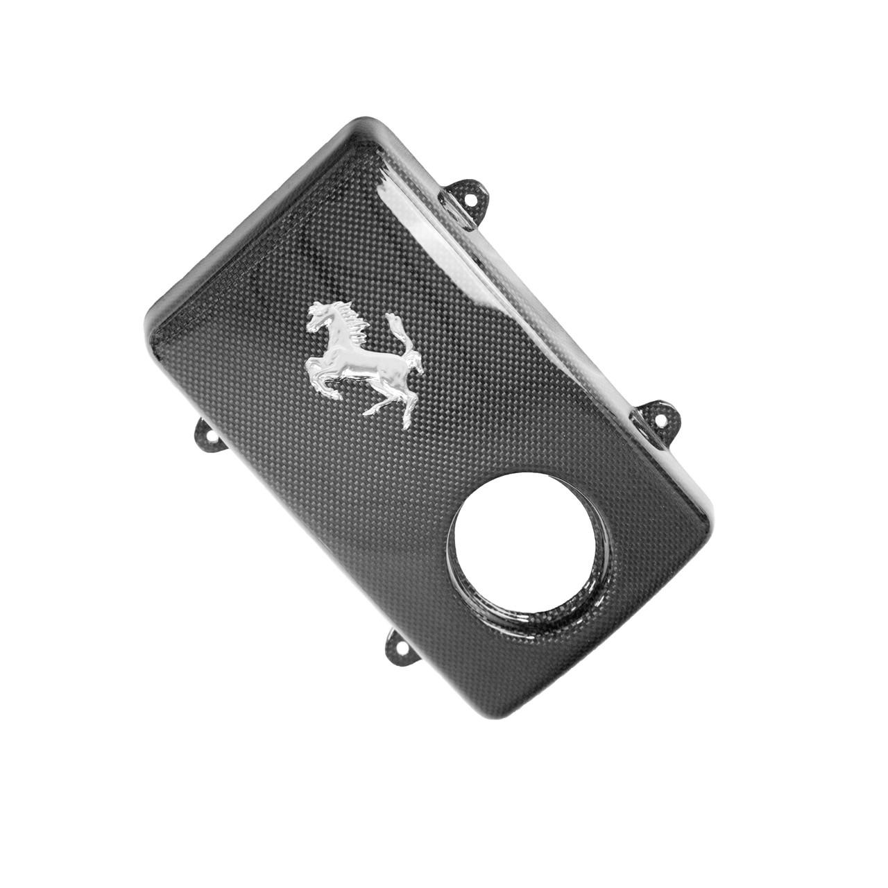 Carbon Fiber Coolant Tank Cover With Tabs and Cavallino - Ferrari F430 Fabspeed Carbon