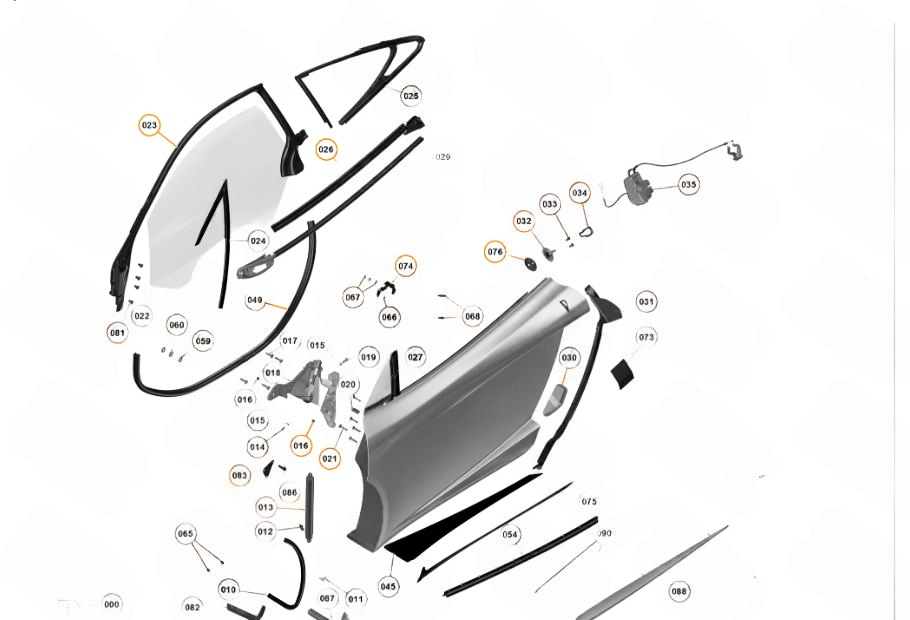 Mclaren Door Stonechip Deflector RH for Vehicle Protection