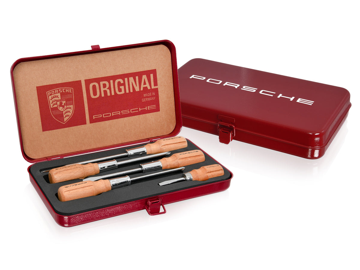 Porsche Wooden-handle screwdriver tool set with box, five-piece - PCG19100200 Porsche