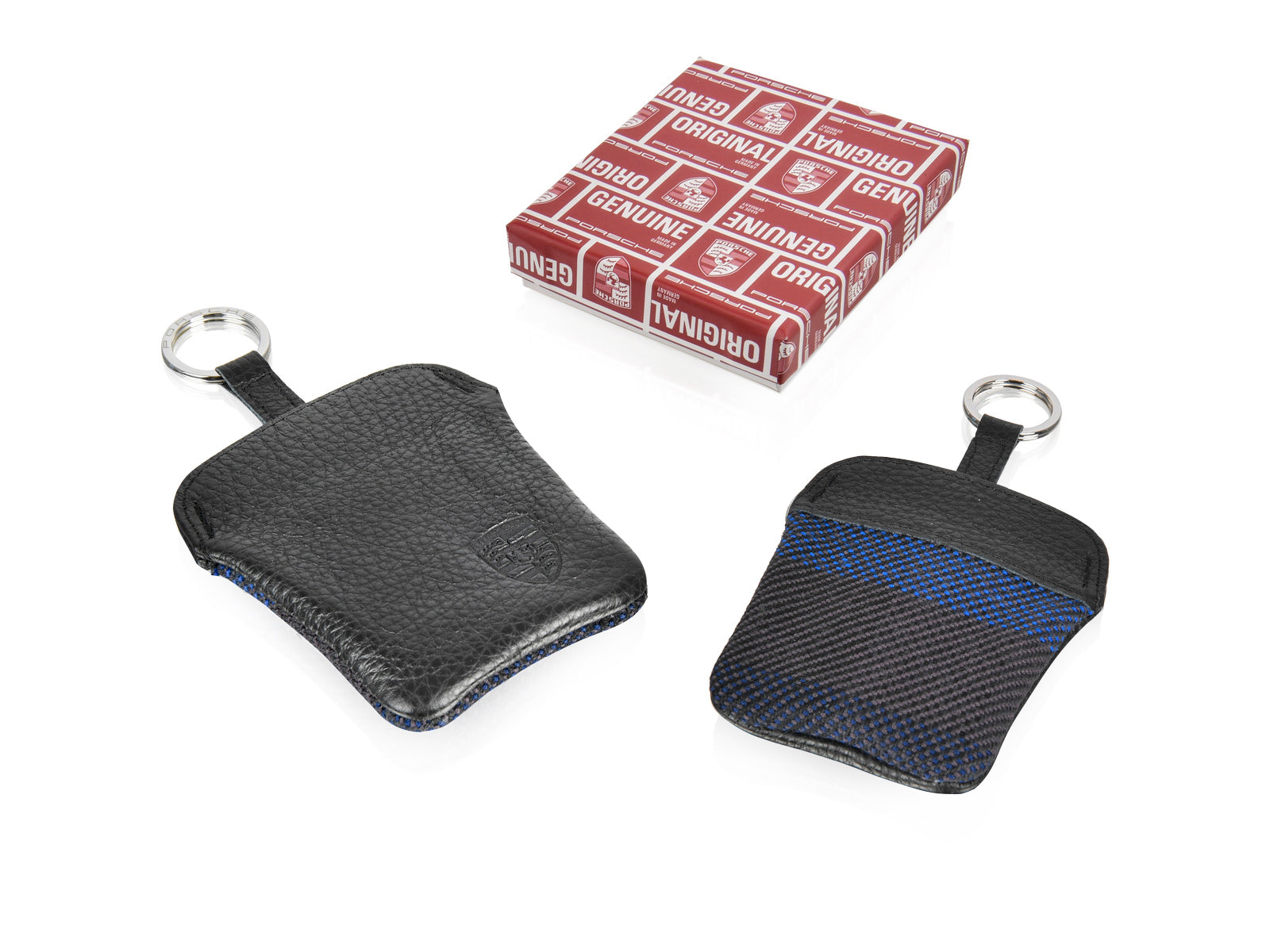 Key pouch in multicoloured blue with embossed Porsche Crest Porsche