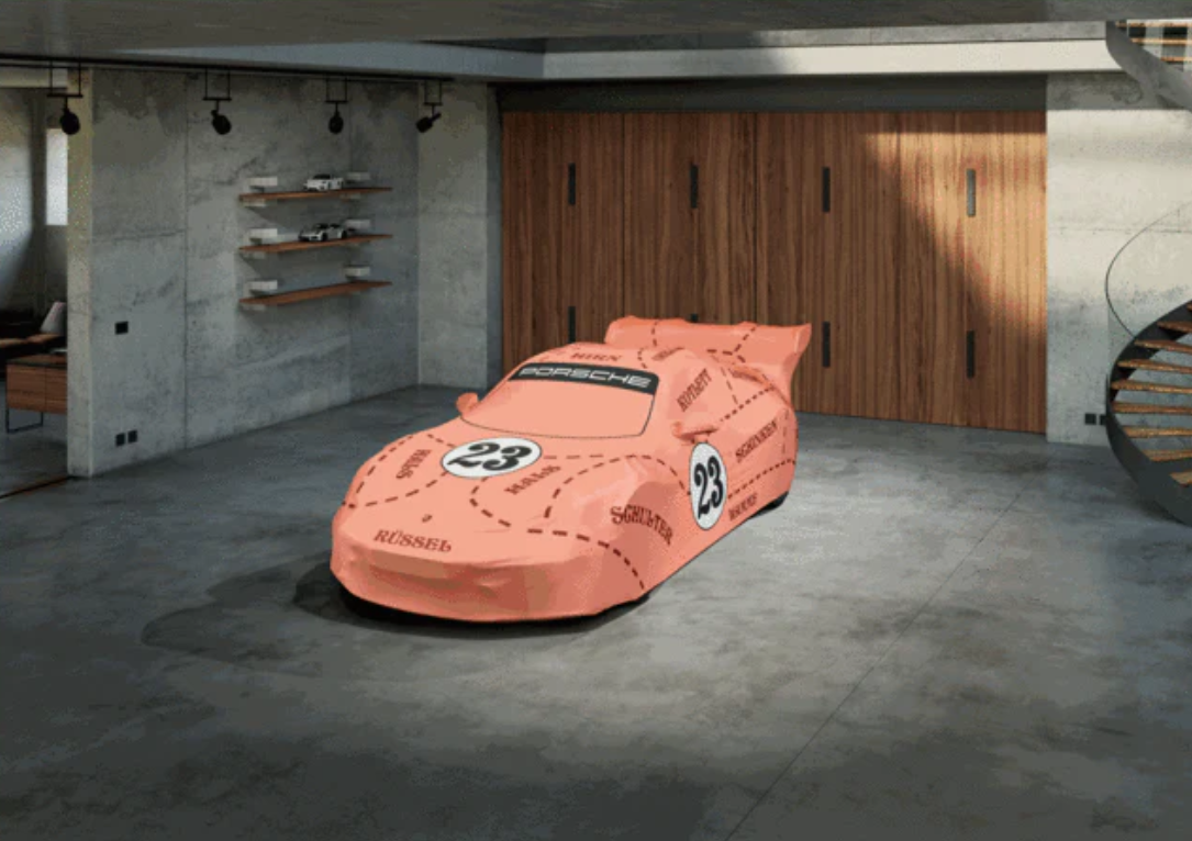 Car Cover Indoor OE, with Pink Pig design. Porsche 992 (911) GT3 RS - 99204401219 Porsche