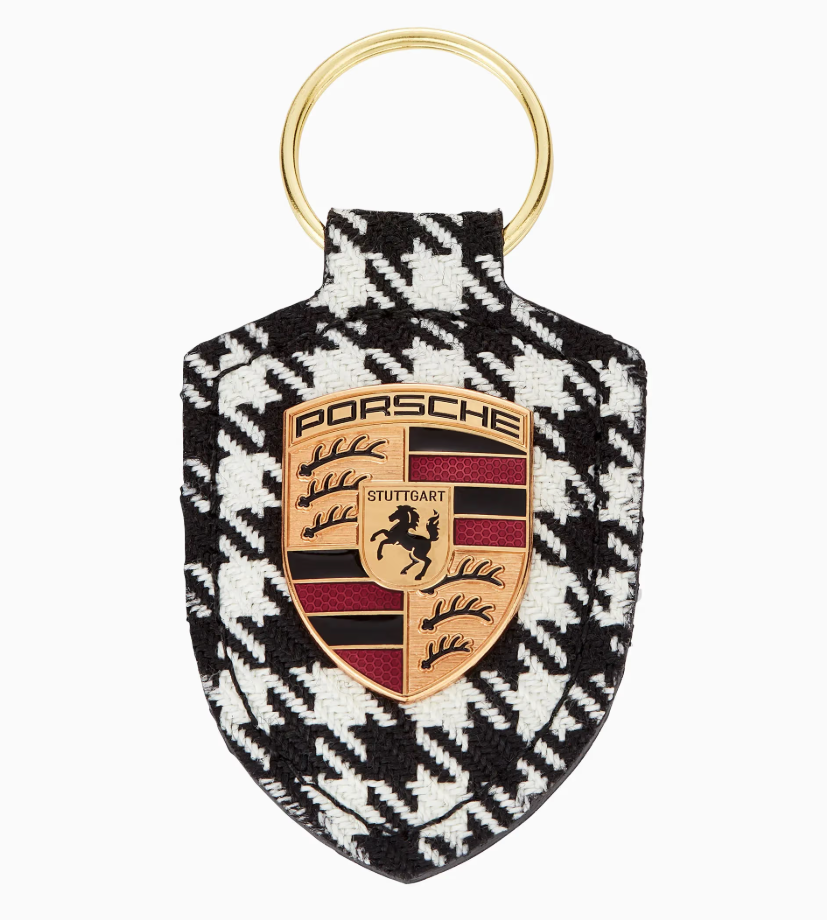 PORSCHE CREST KEYRING PEPITA BLACK/WHITE - WAP0504060SWPP