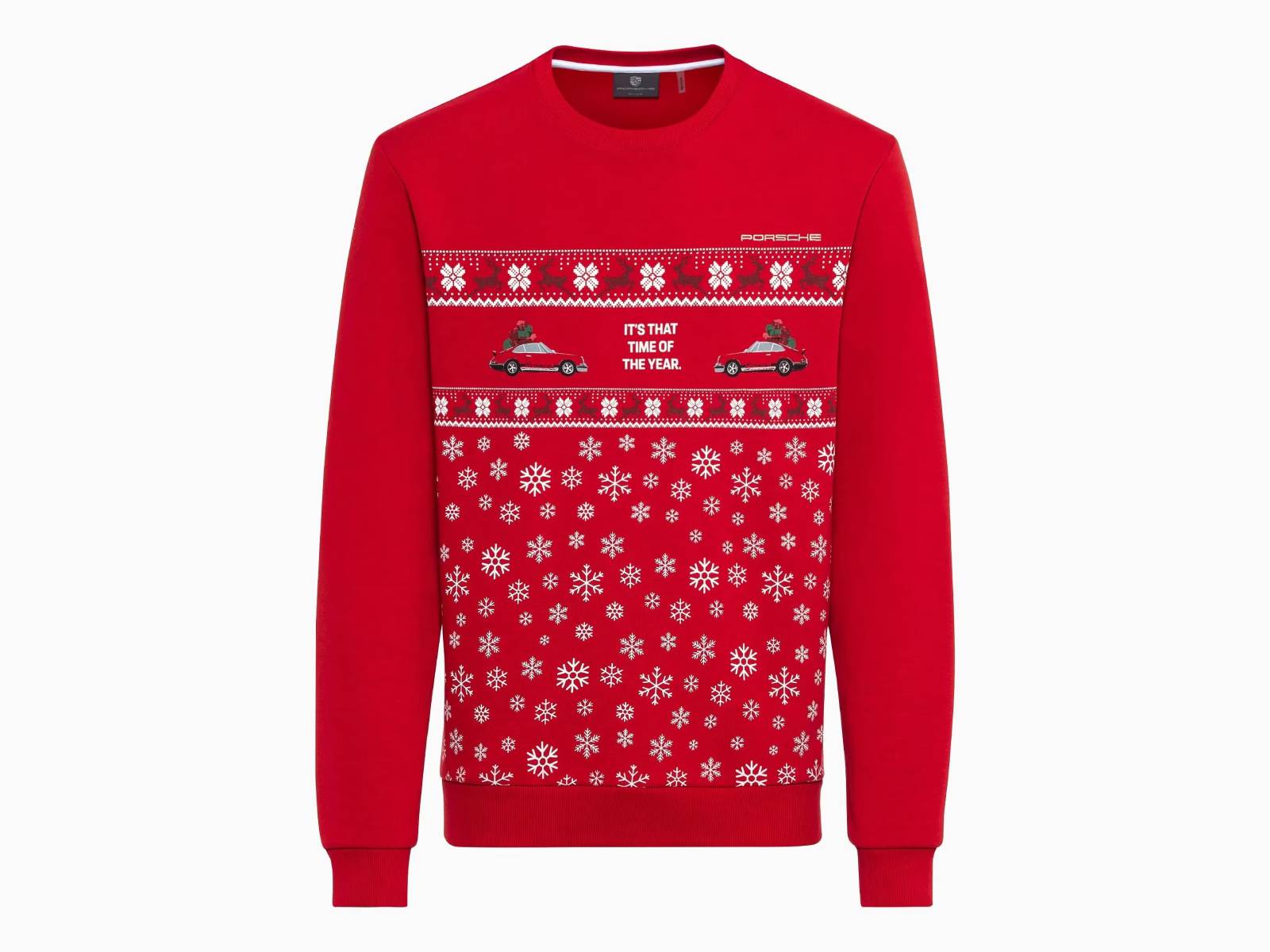 Unisex Sweatshirt, Red - Christmas Themed Porsche