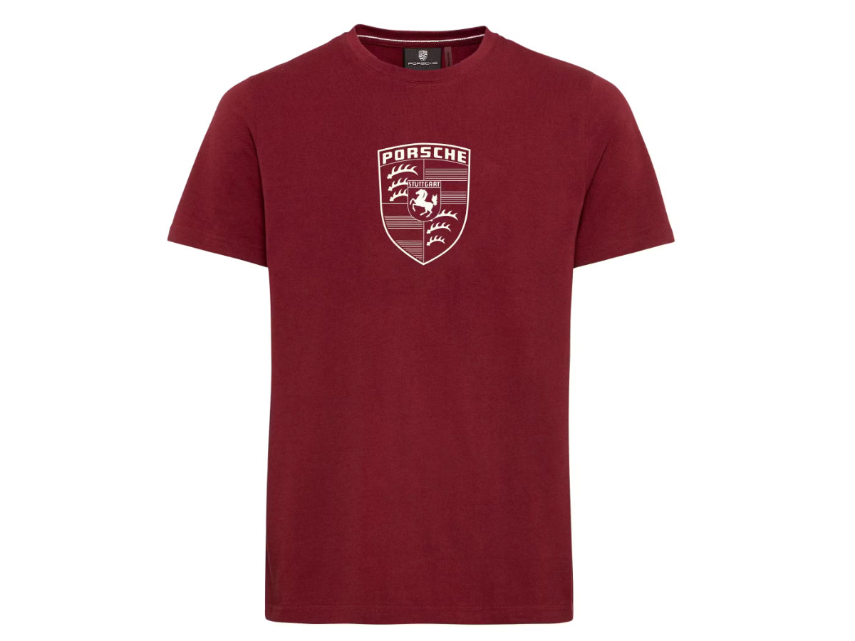 Porsche Crest T-Shirt, Bordeaux Red – Essential Collection Porsche