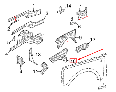 Land Rover Apron - front fender
 lr018793